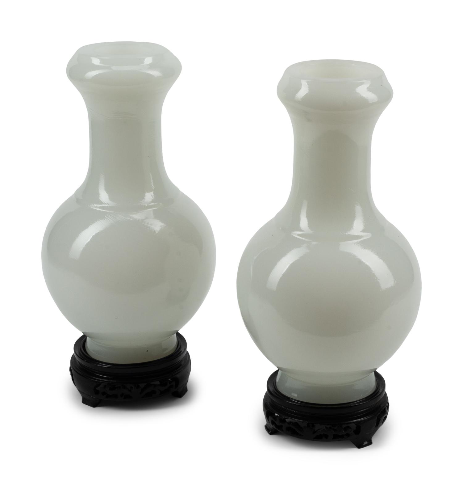A Pair of Chinese Export White Glass Vases