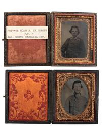 [CIVIL WAR - PHOTOGRAPHY]. A pair of ninth plate images of likely Confederate privates, comprising: