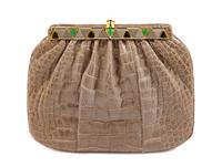 Judith Leiber Grey Crocodile Leather Purse