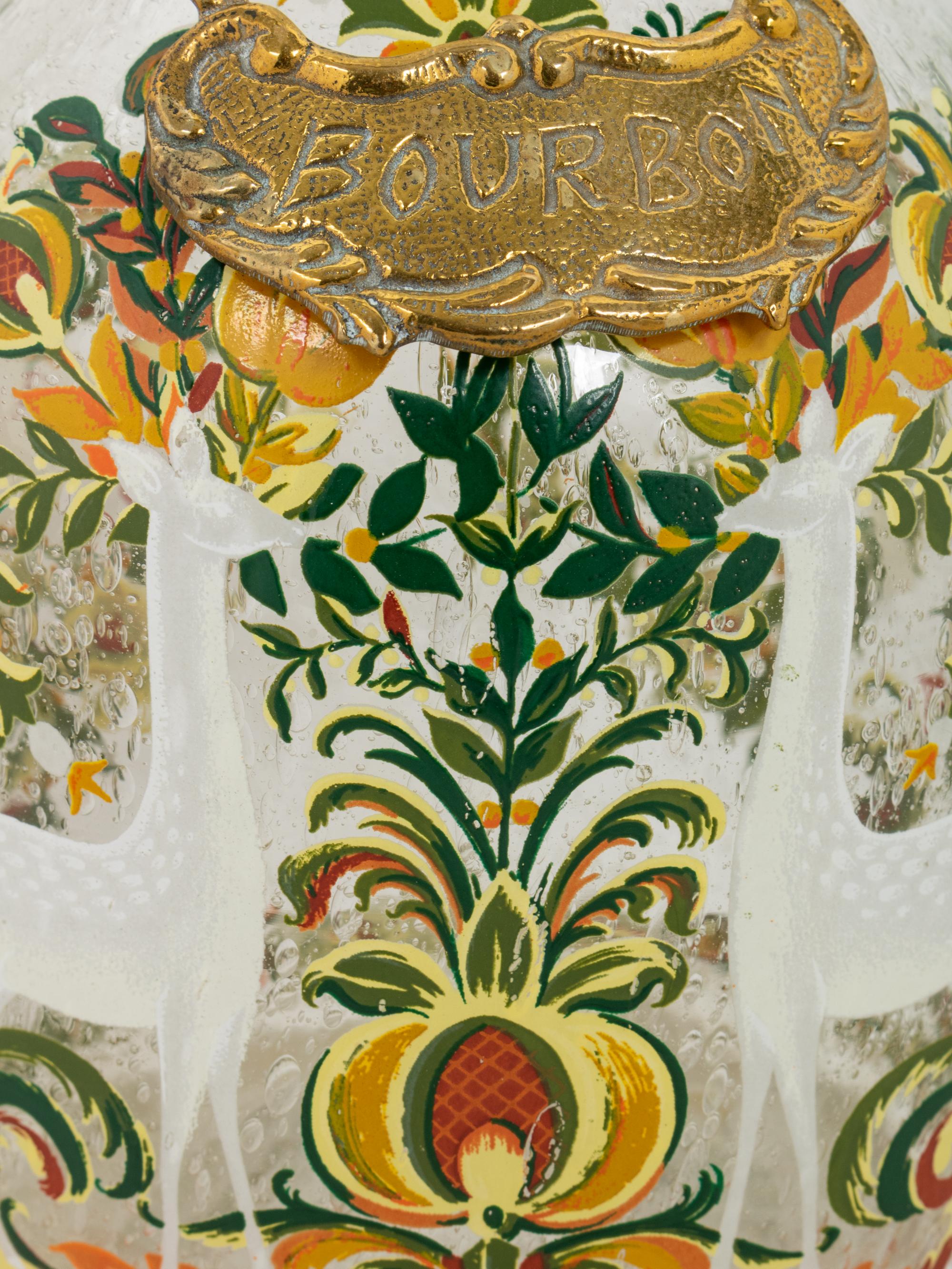 Three German Enameled Glass Decanters