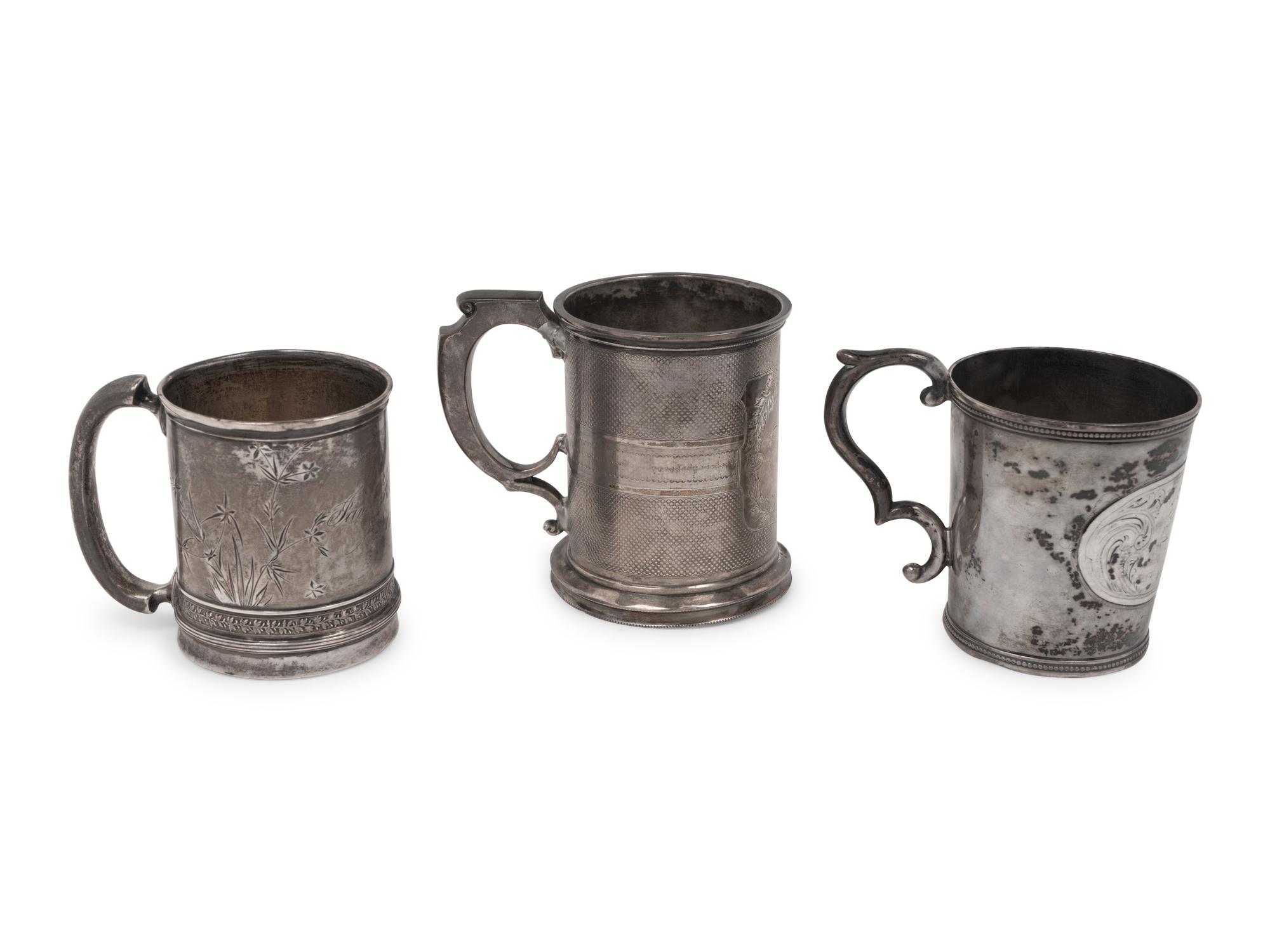 Three American Silver Mugs and Beakers
