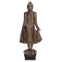 A Carved Wood Buddha with Faux Jewels 33" W x 18" D x 87" H — Myanmar, 19th Century