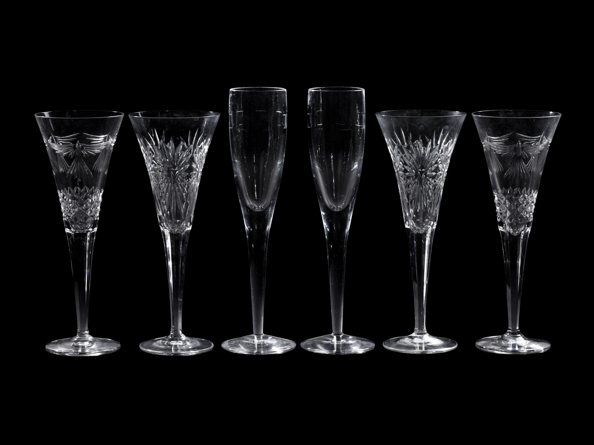 A Group of Waterford Cut Glass Champagne Flutes