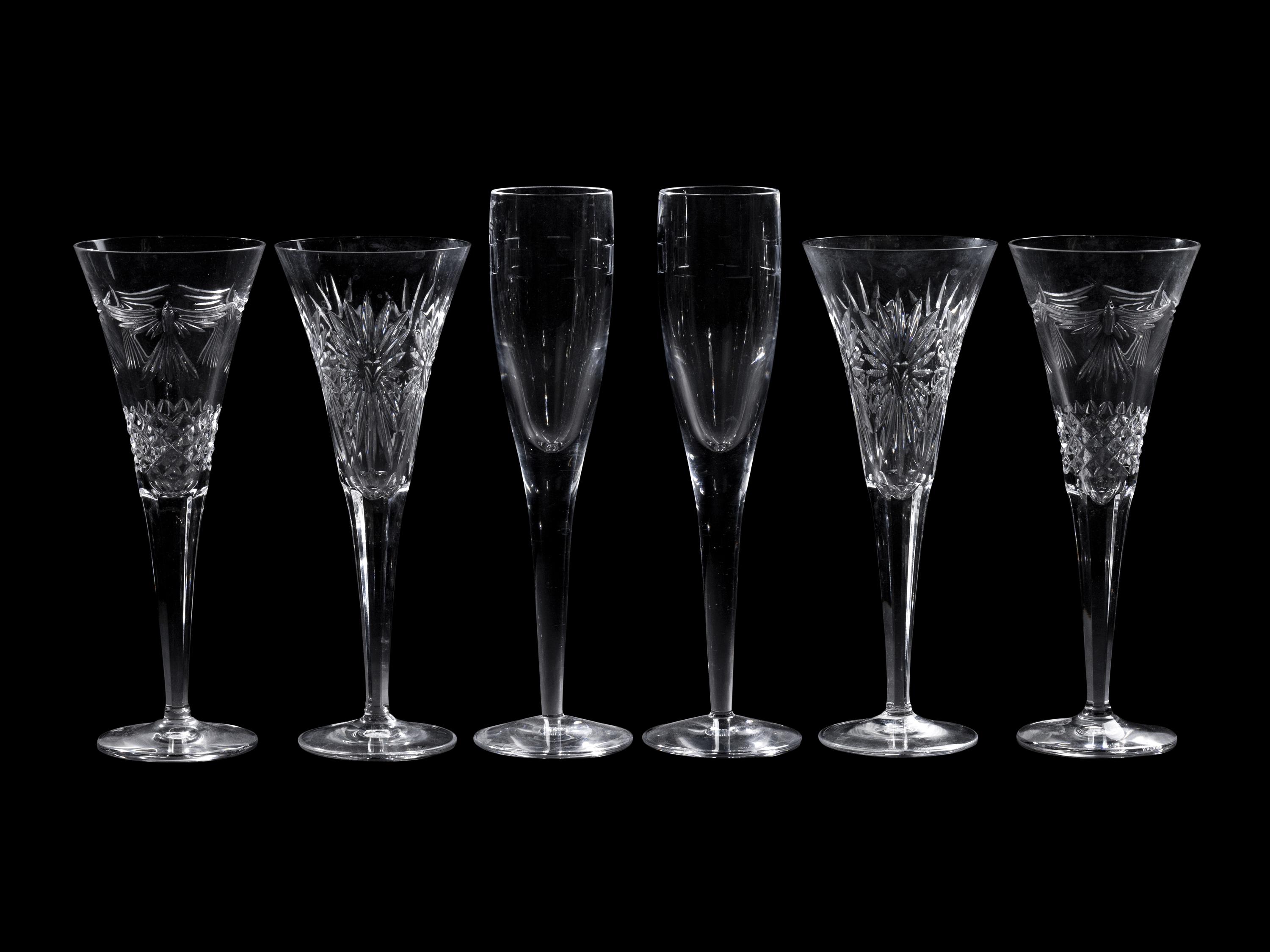 A Group of Waterford Cut Glass Champagne Flutes