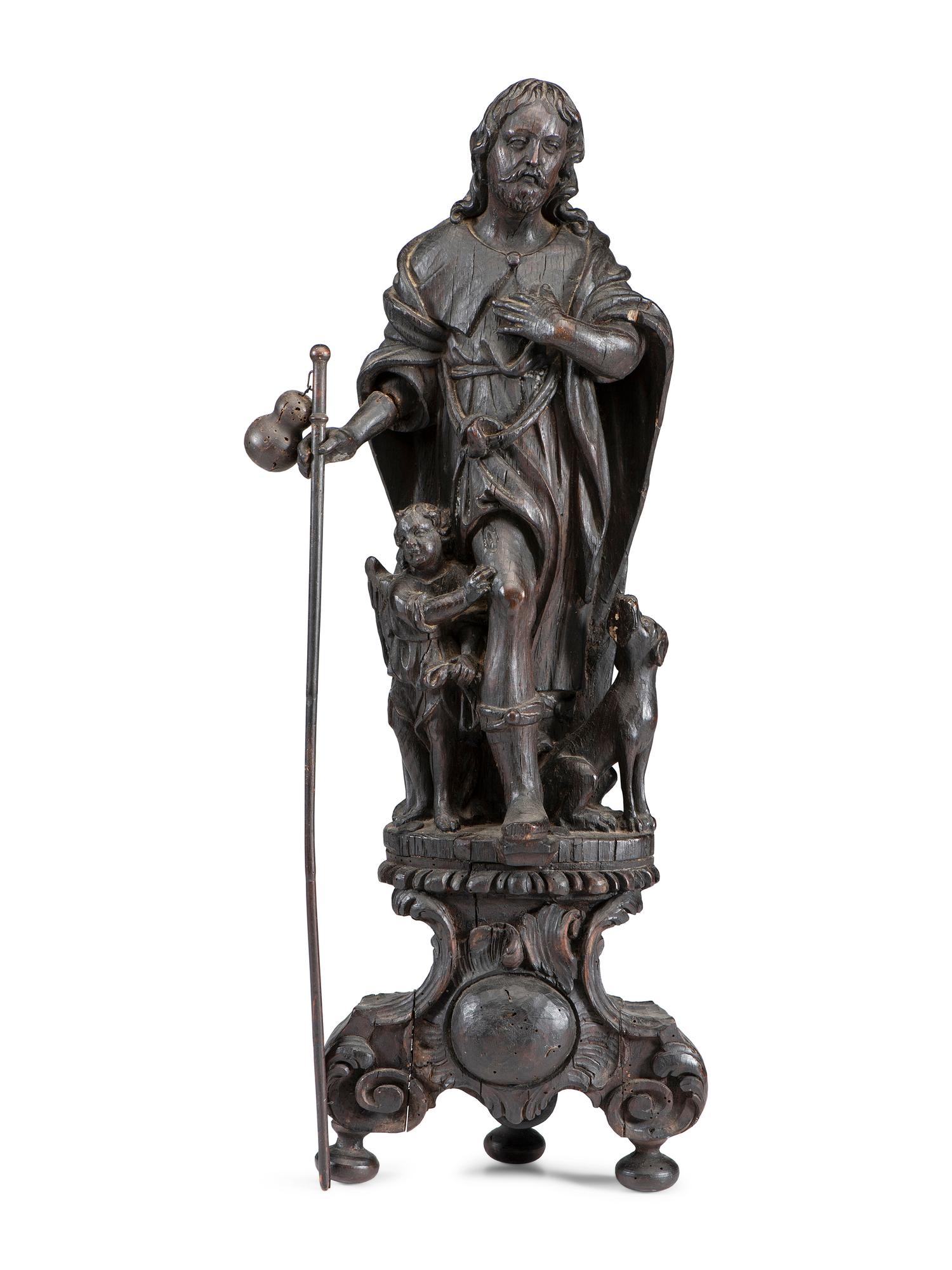 A Carved Wooden Figure of the Archangel Raphael