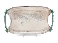 An Emilia Castillo Silver-Plate and Turquoise Mounted Serving Tray