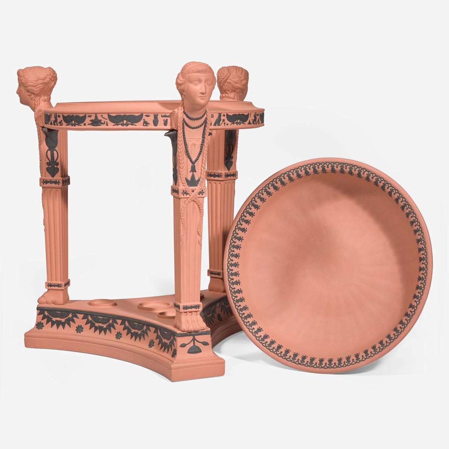 A Monumental Wedgwood Terracotta and Black Jasperware Egyptian Revival Perfume Burner UK, early 21st century