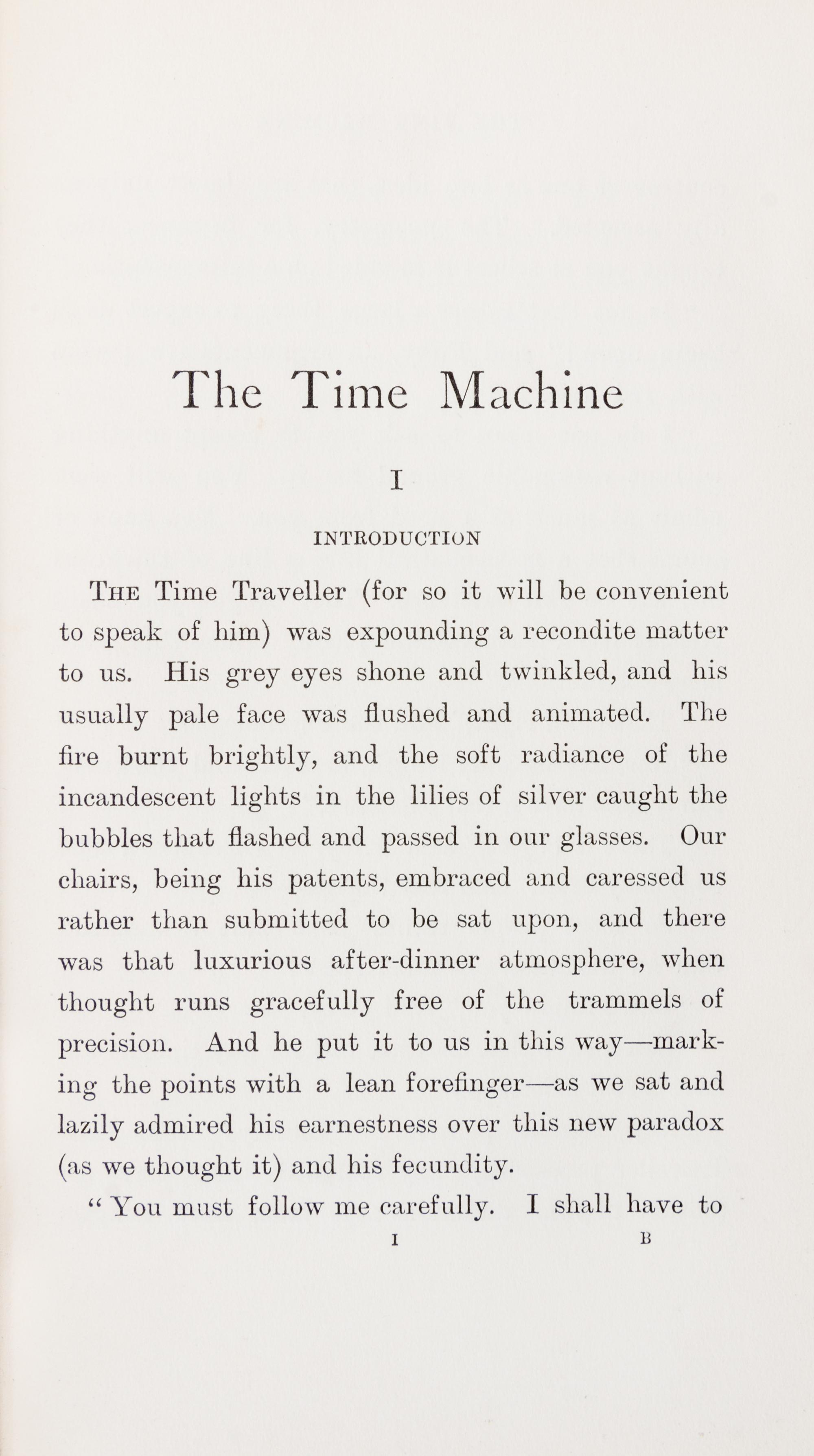 WELLS, H. G. The time machine an invention. London: William Heinemann, 1895. First edition. With advertisements.