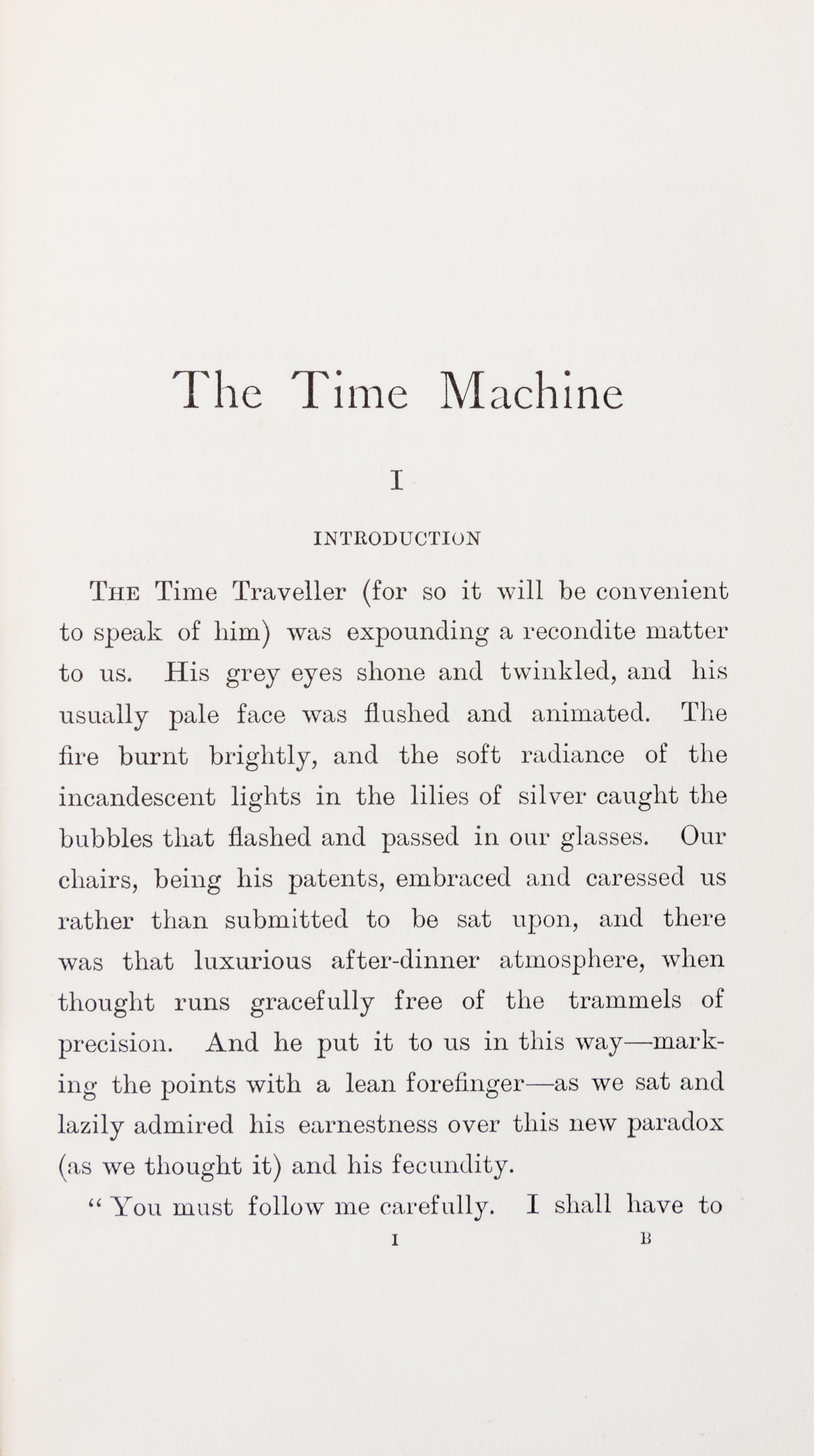 WELLS, H. G. The time machine an invention. London: William Heinemann, 1895. First edition. With advertisements.
