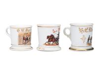 Three Equestrian Porcelain Occupational Shaving Mugs