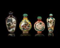 Four Chinese Famille Rose Porcelain Snuff Bottles