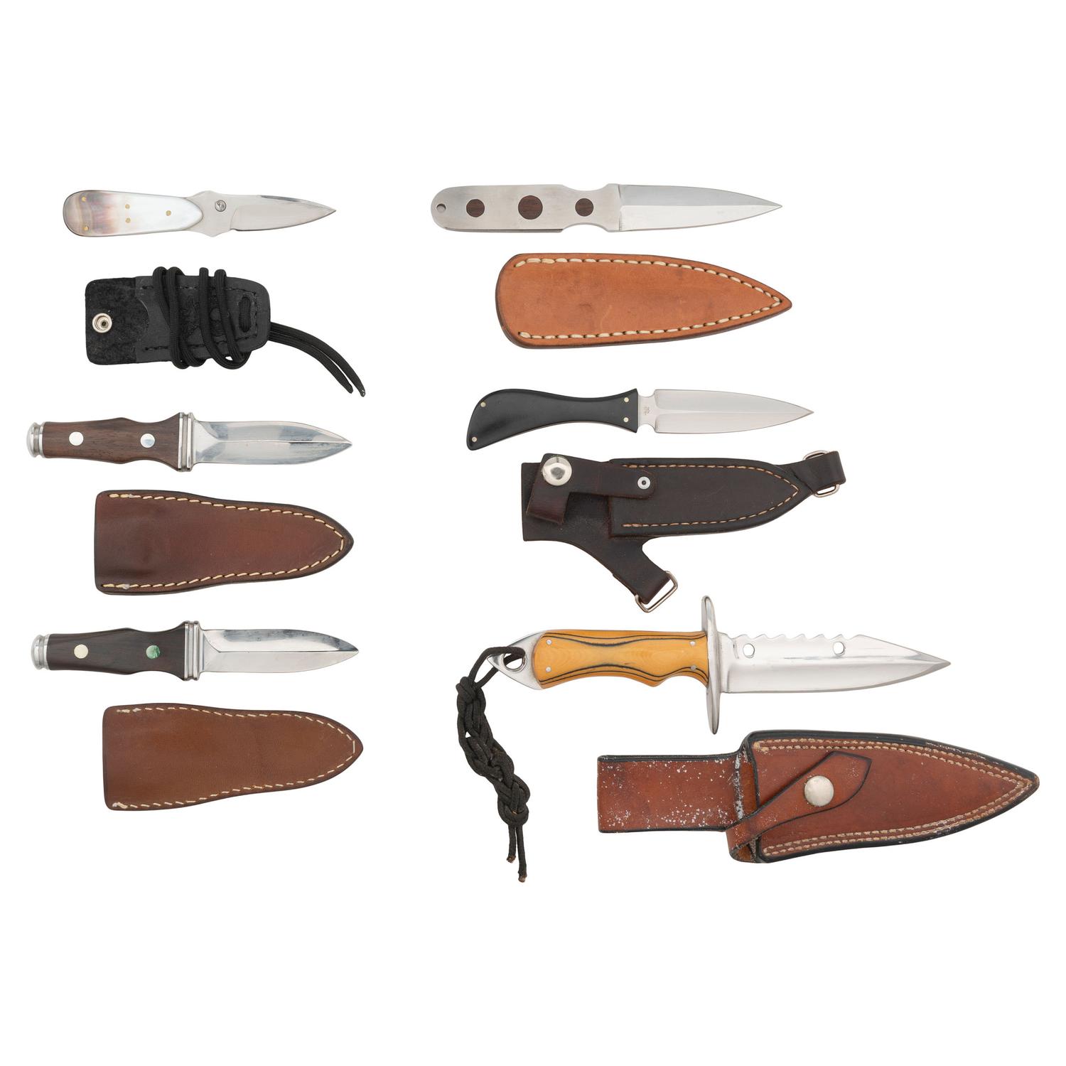 Alex J. Collins Bowie Knife with Five Assorted Boot Knives