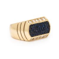 House of Ravn, Sapphire, Diamond, and Yellow Gold 'Deco' Ring