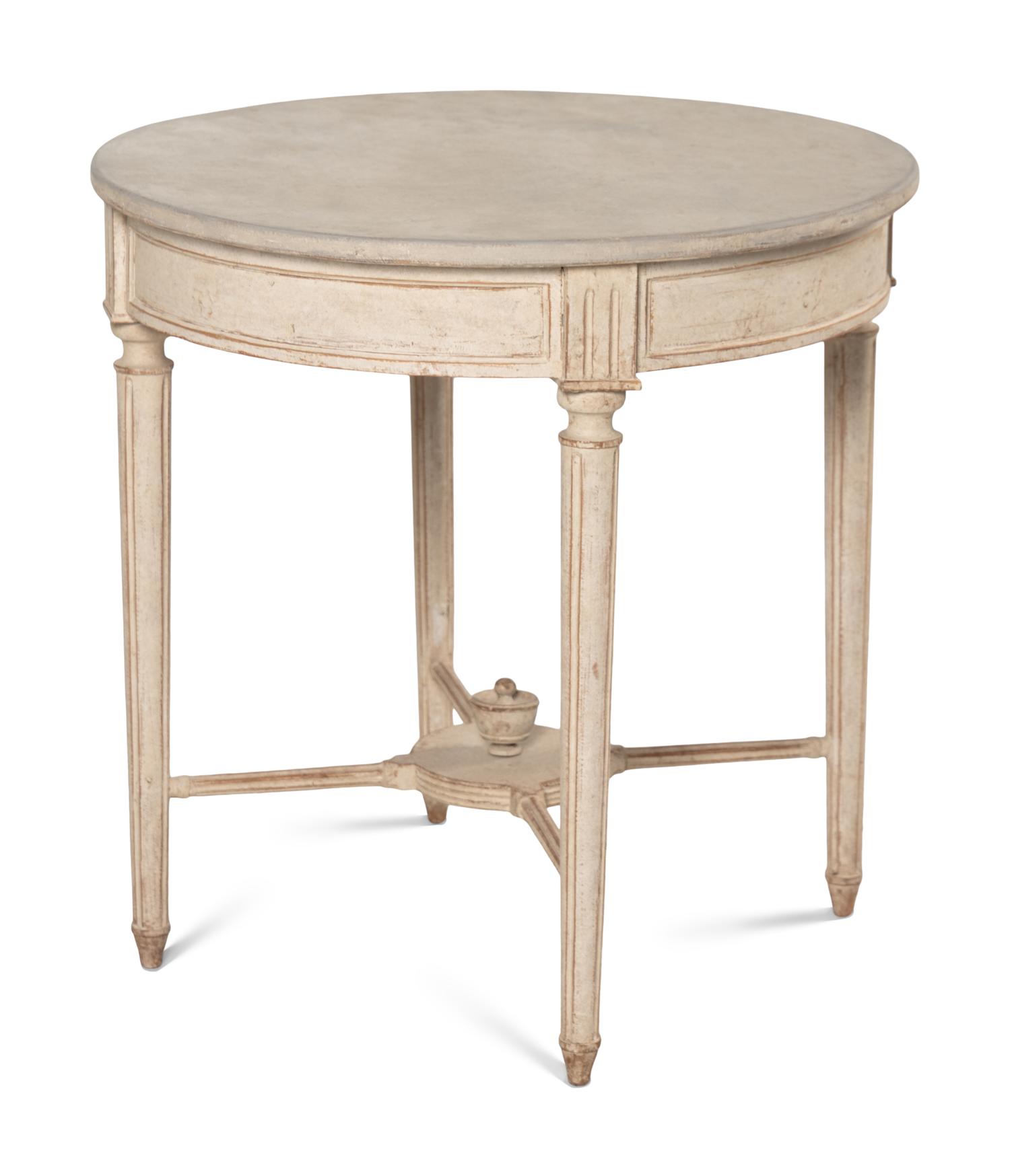 A Louis XVI Style White-Painted Side Table