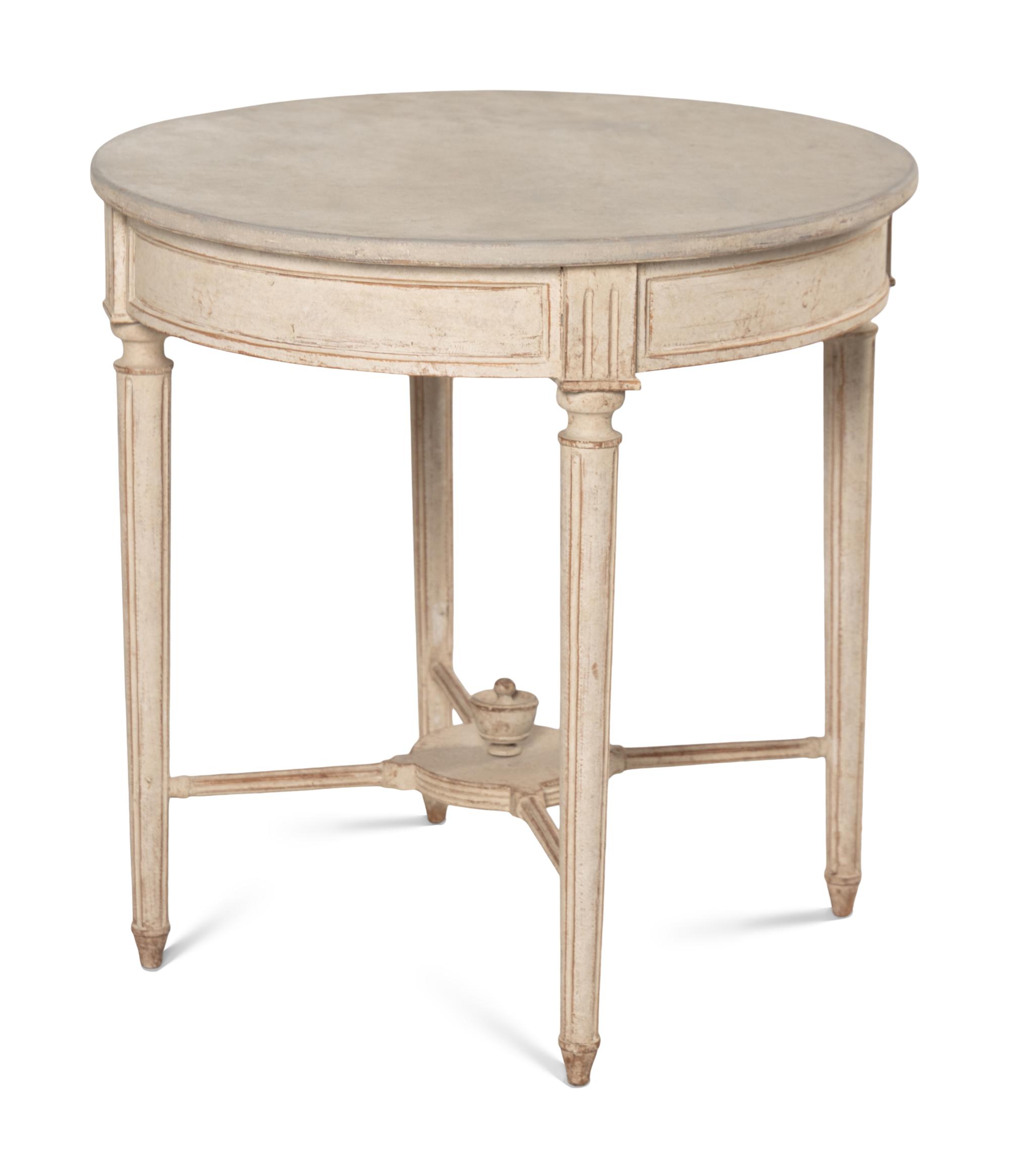 A Louis XVI Style White-Painted Side Table