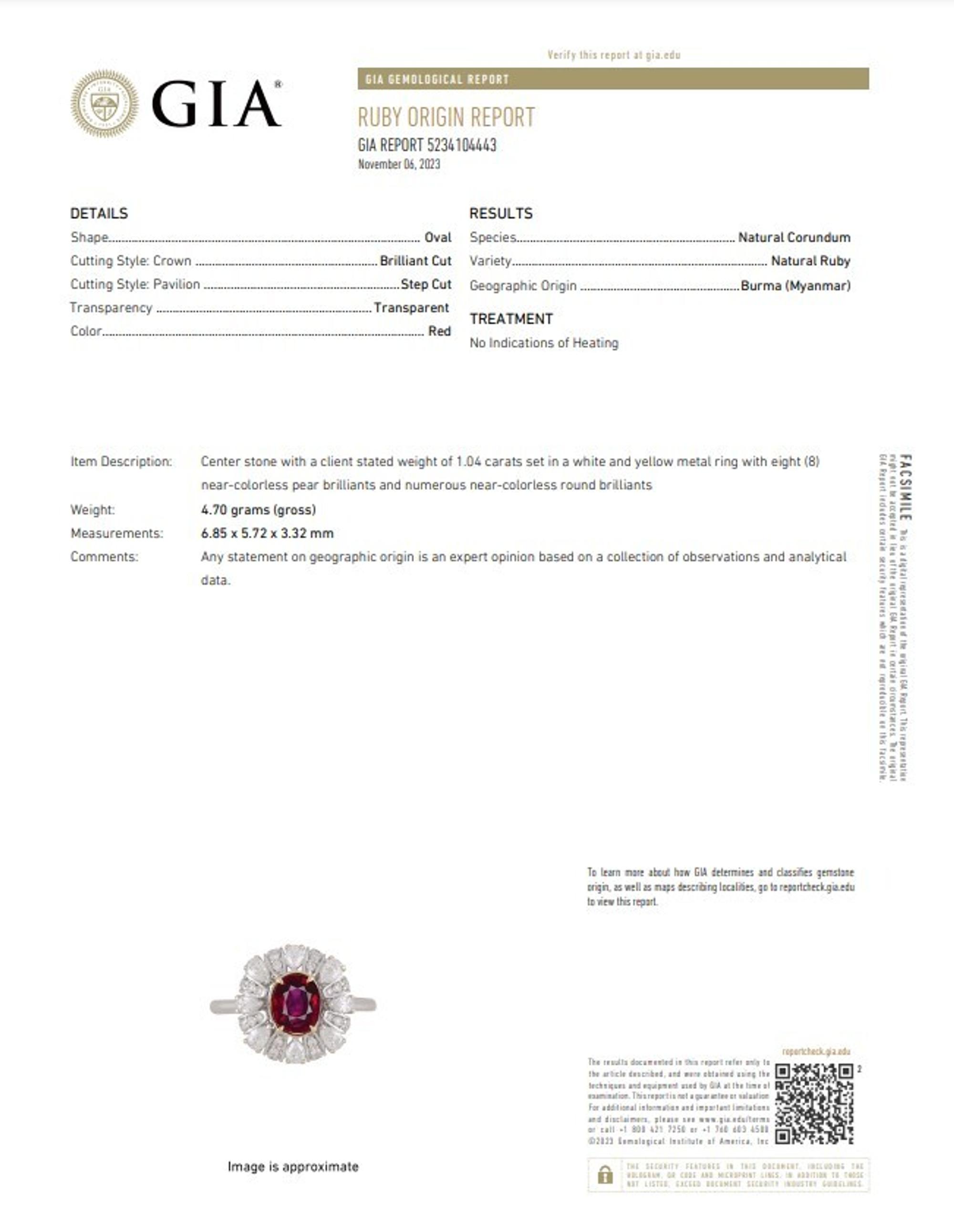 UNHEATED BURMESE RUBY AND DIAMOND RING
