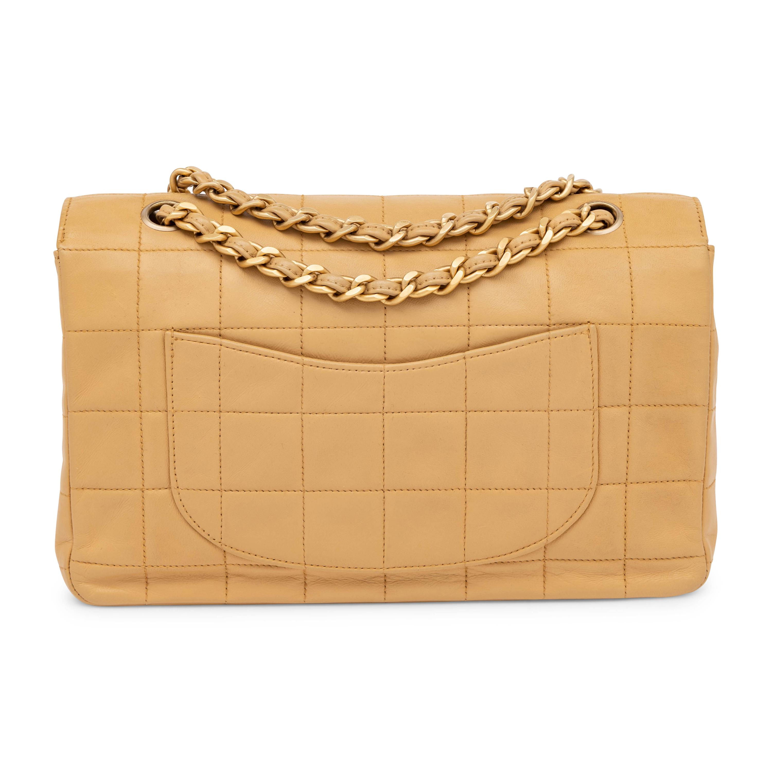 Chanel, Chocolate Bar Flap Bag in Tan Leather
