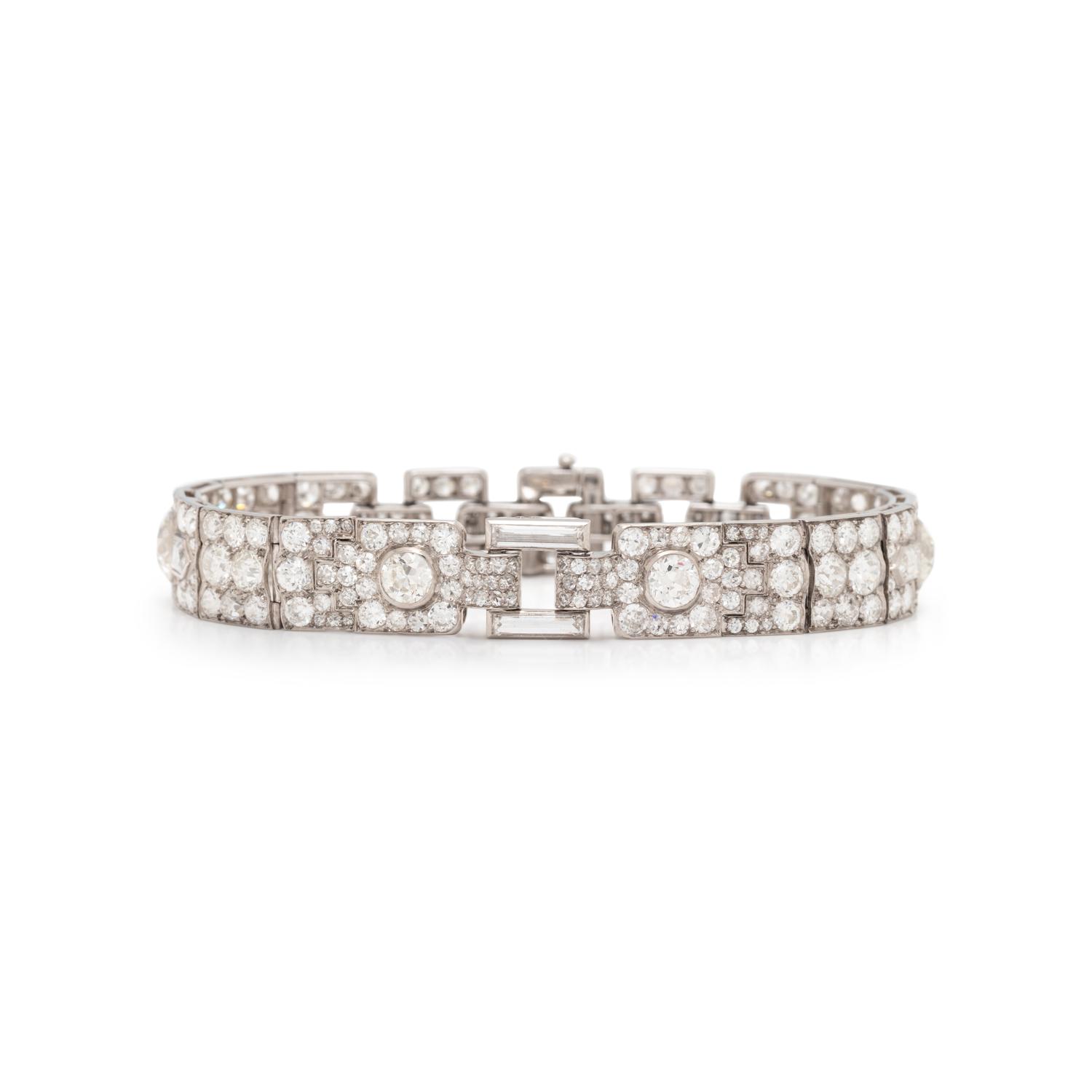 CARTIER, ART DECO, PLATINUM AND DIAMOND BRACELET