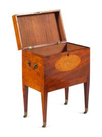 A George III Mahogany, Satinwood and Marquetry Cellarette