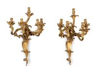 A Set of Four Louis XV Gilt Bronze Five-Light Sconces