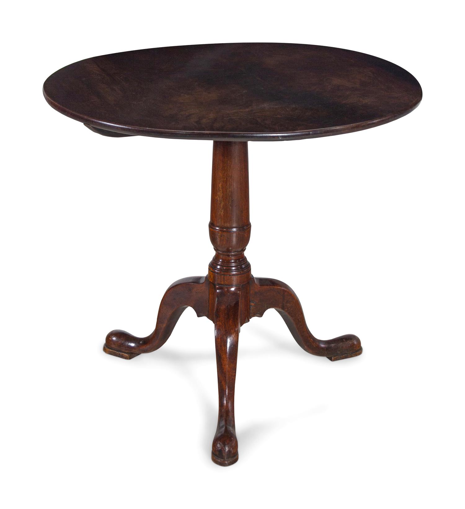 A George III Style Carved Mahogany Tilt-Top Tea Table