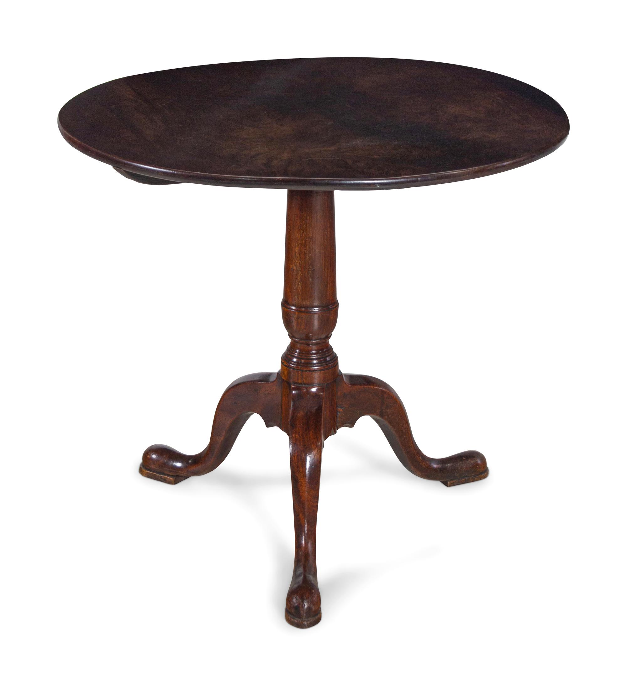 A George III Style Carved Mahogany Tilt-Top Tea Table