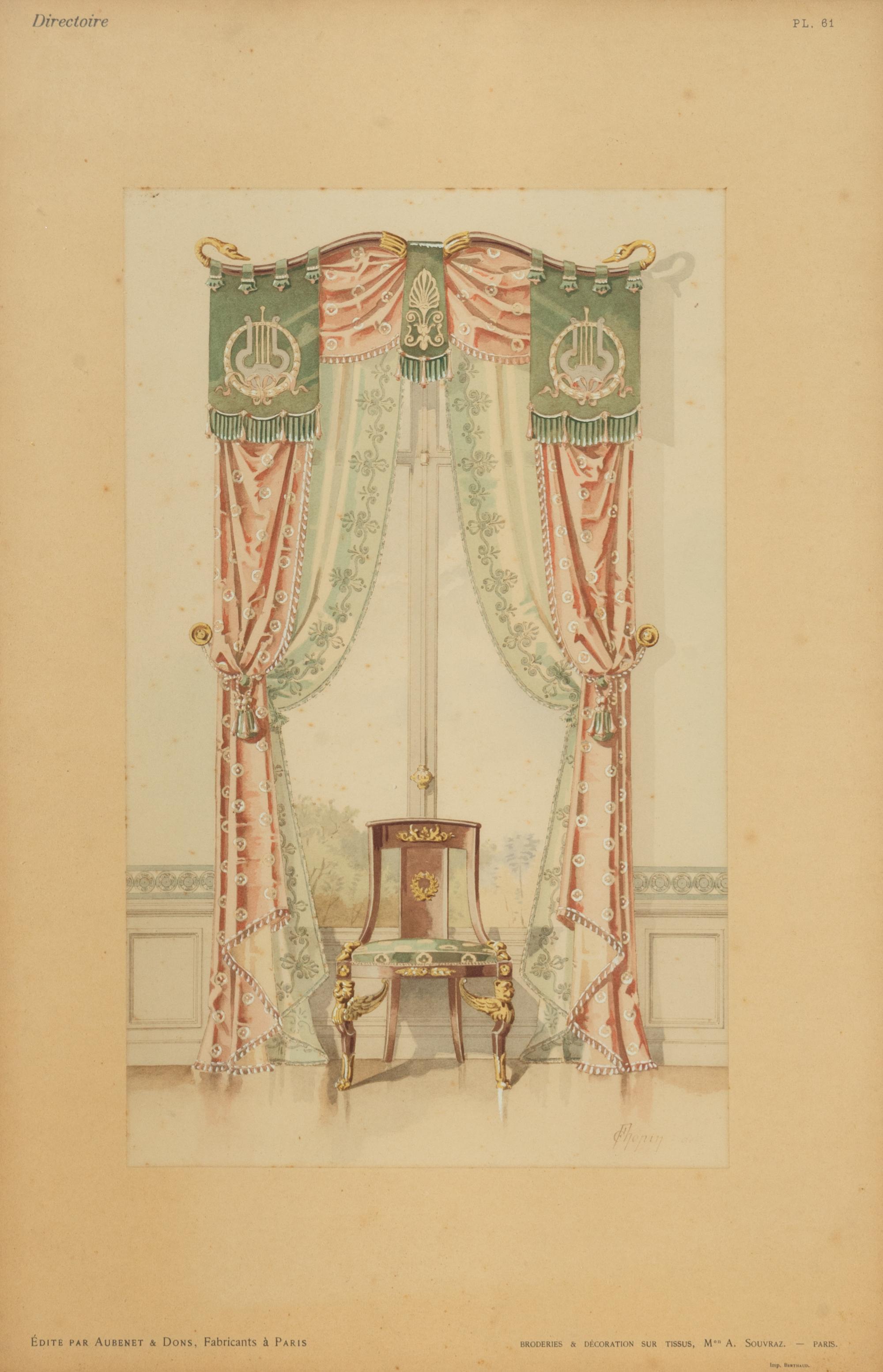 A Pair of French Hand-Colored Engravings of Window Designs