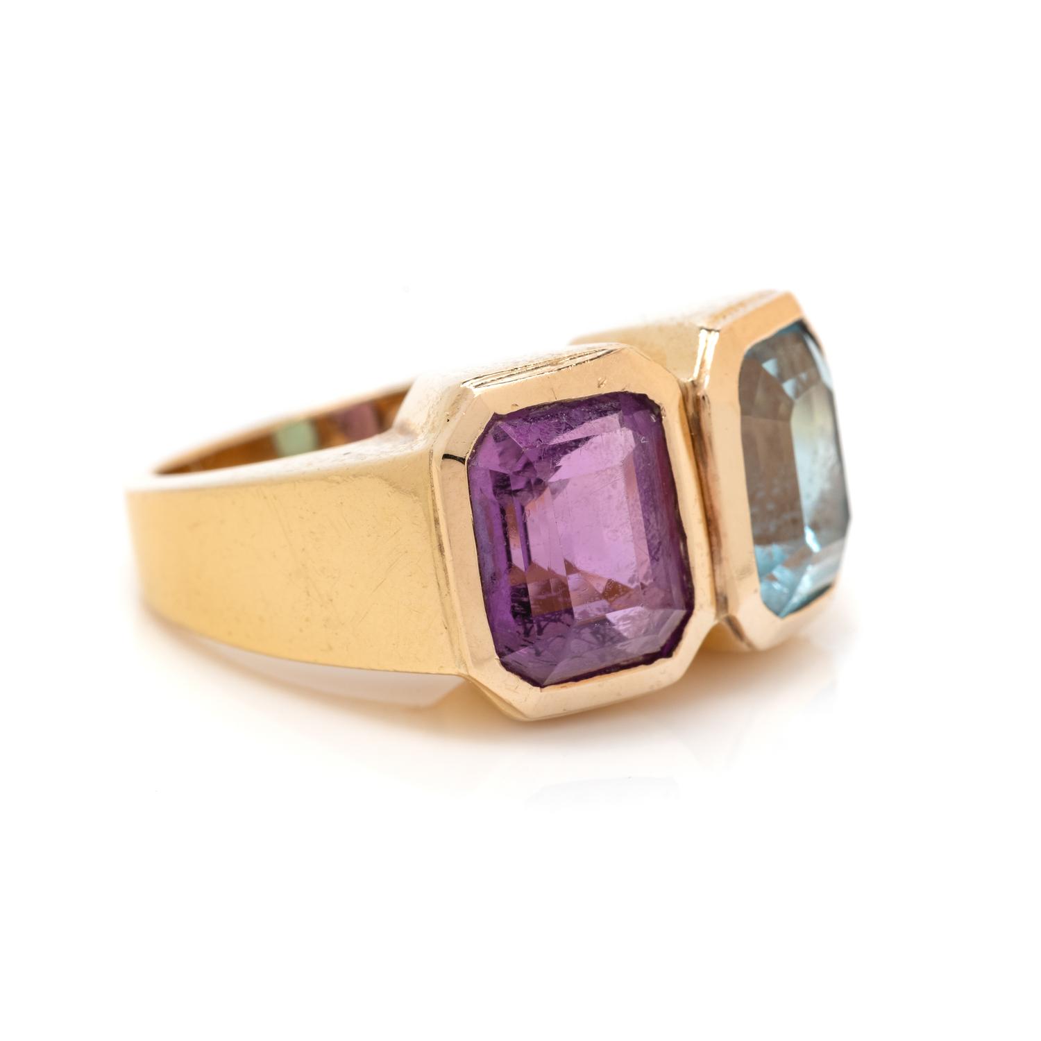 AMETHYST AND BLUE TOPAZ RING