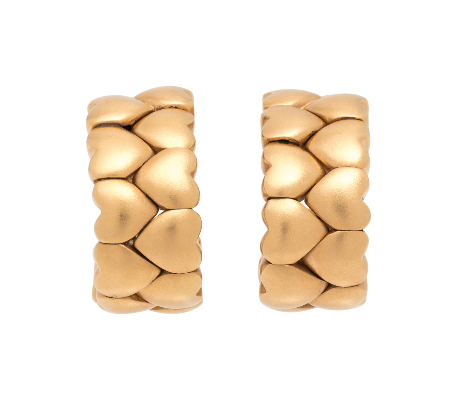 CARTIER, YELLOW GOLD HEART EARCLIPS