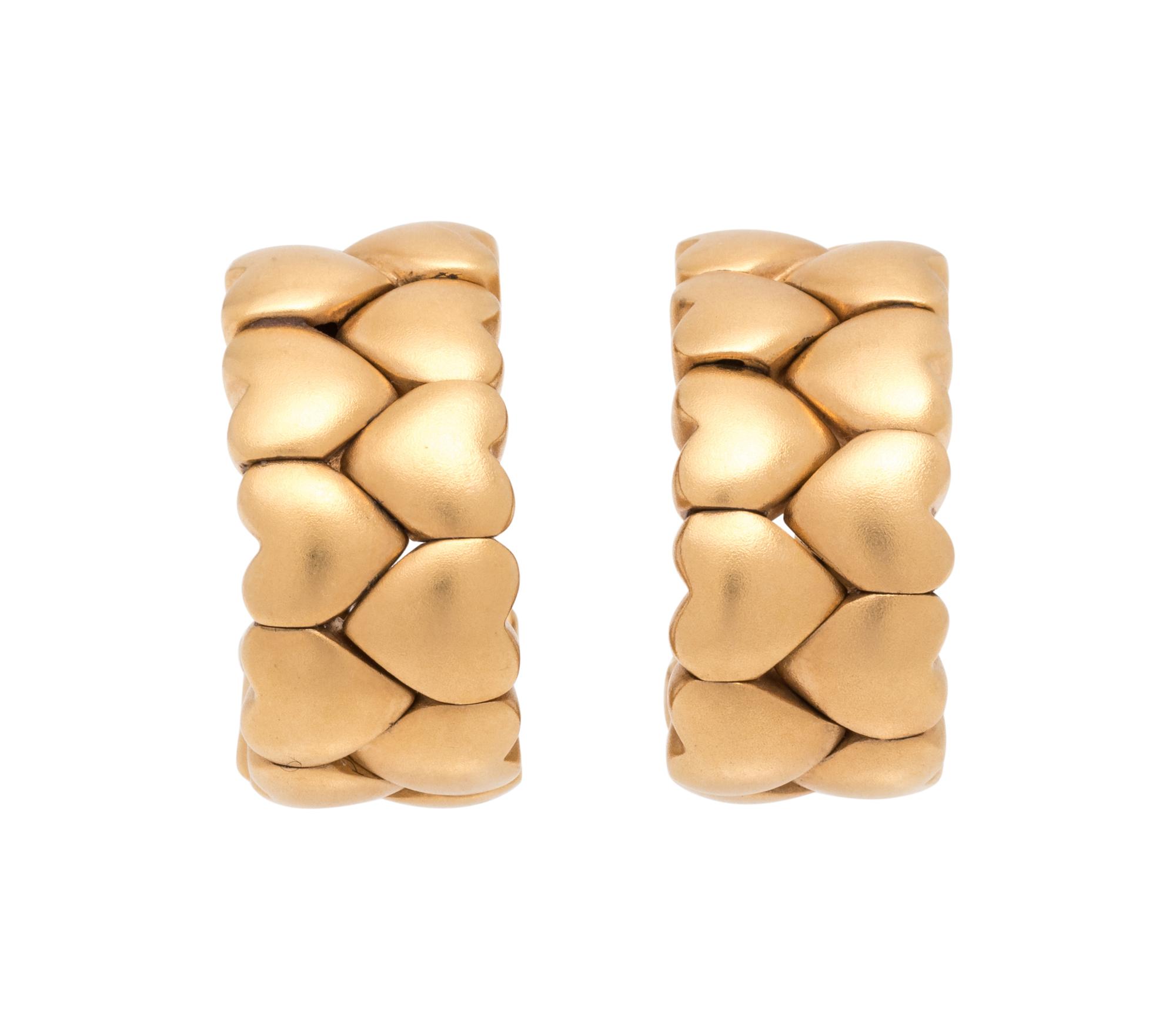 CARTIER, YELLOW GOLD HEART EARCLIPS