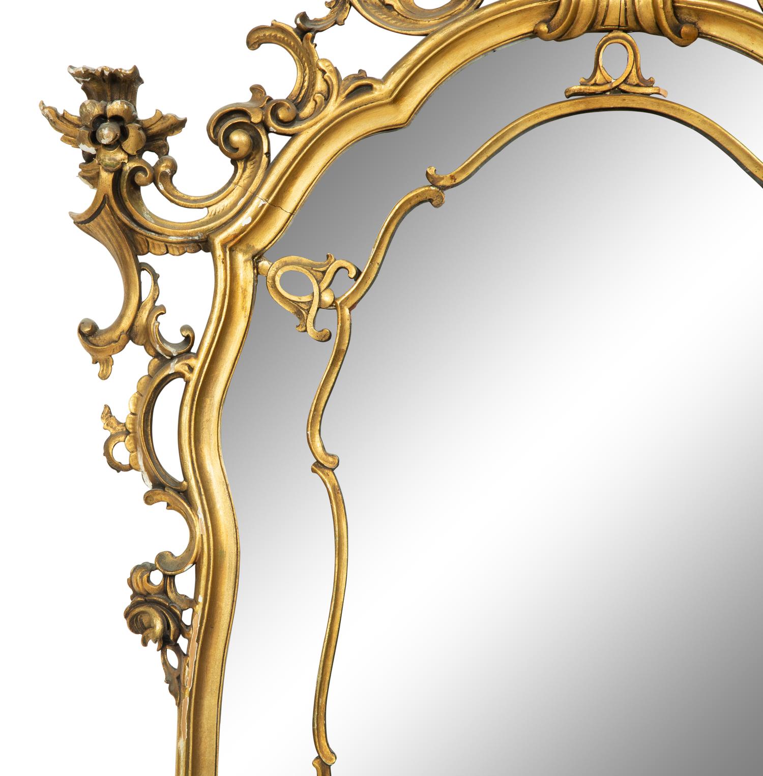 A Pair of Italian Rococo Style Giltwood Mirrors