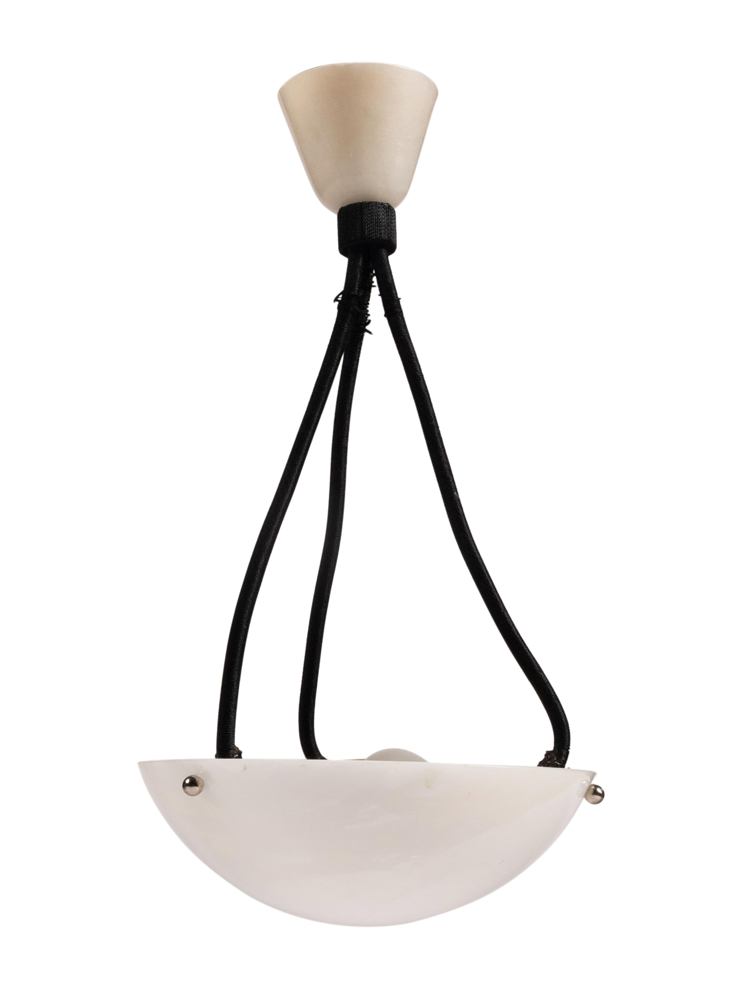 A Pair of Contemporary Alabaster Pendant Fixtures