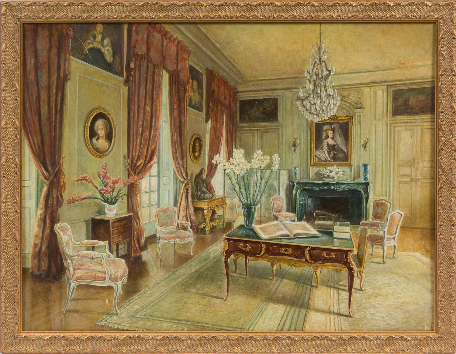 Artist Unknown, (Late 19th/Early 20th Century), Interior with Louis XV Bureau Plat
