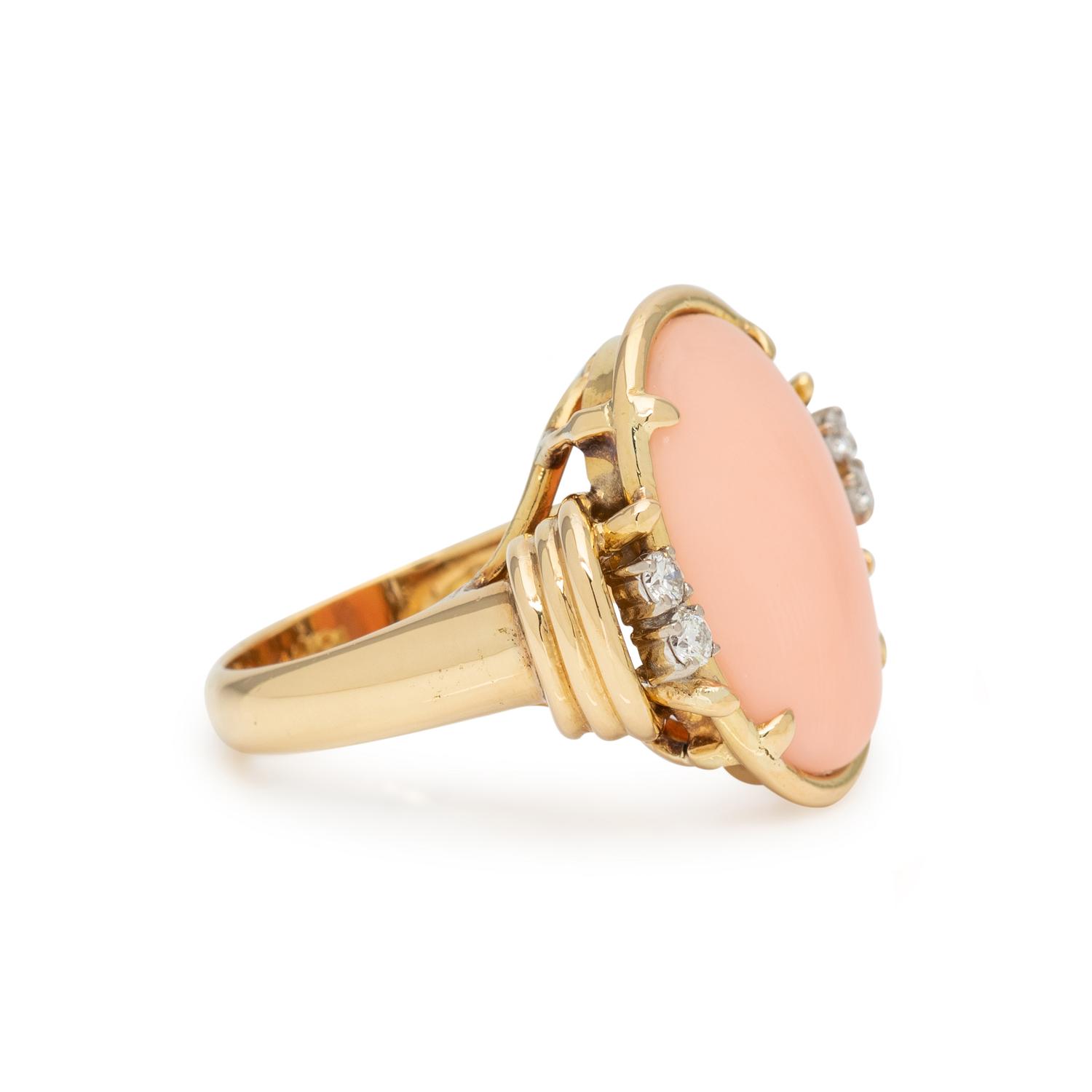 CORAL AND DIAMOND RING