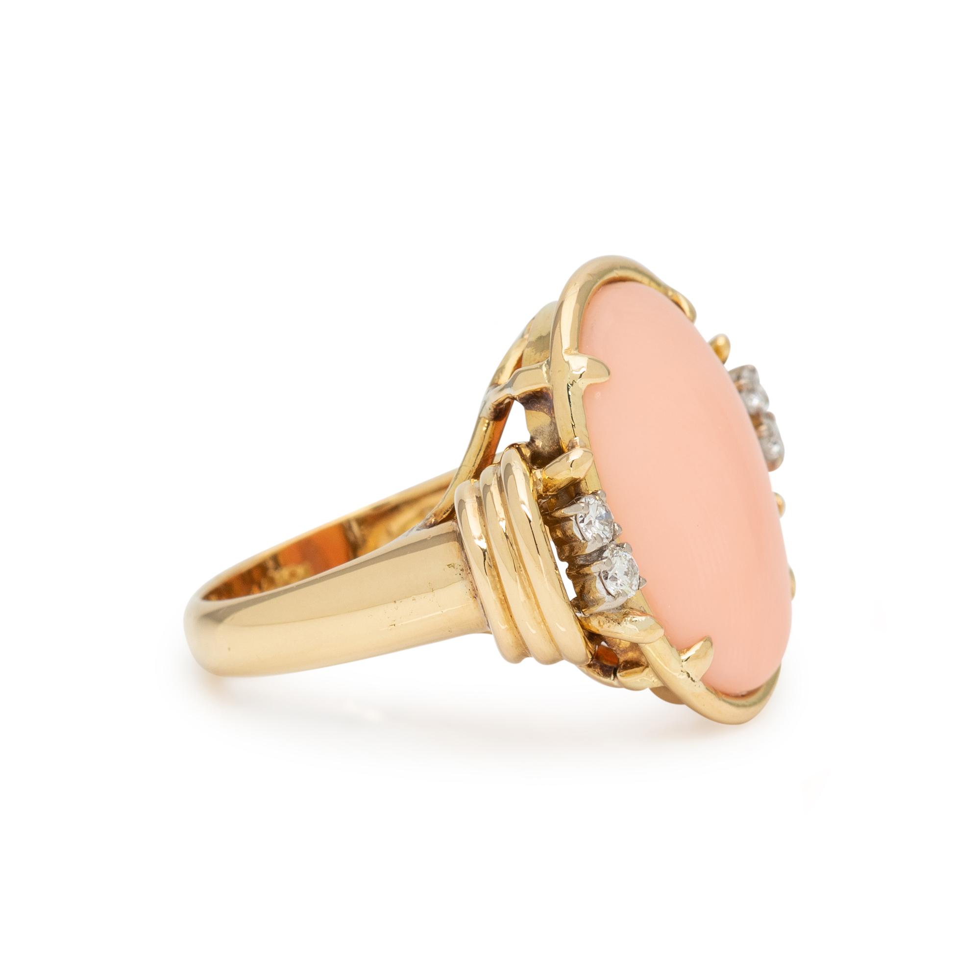 CORAL AND DIAMOND RING