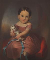 American School, 19th Century — Portrait of a Little Girl with Kitten
