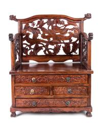 A Chinese Hardwood Mirror Stand Height 19 inches. — 20TH CENTURY