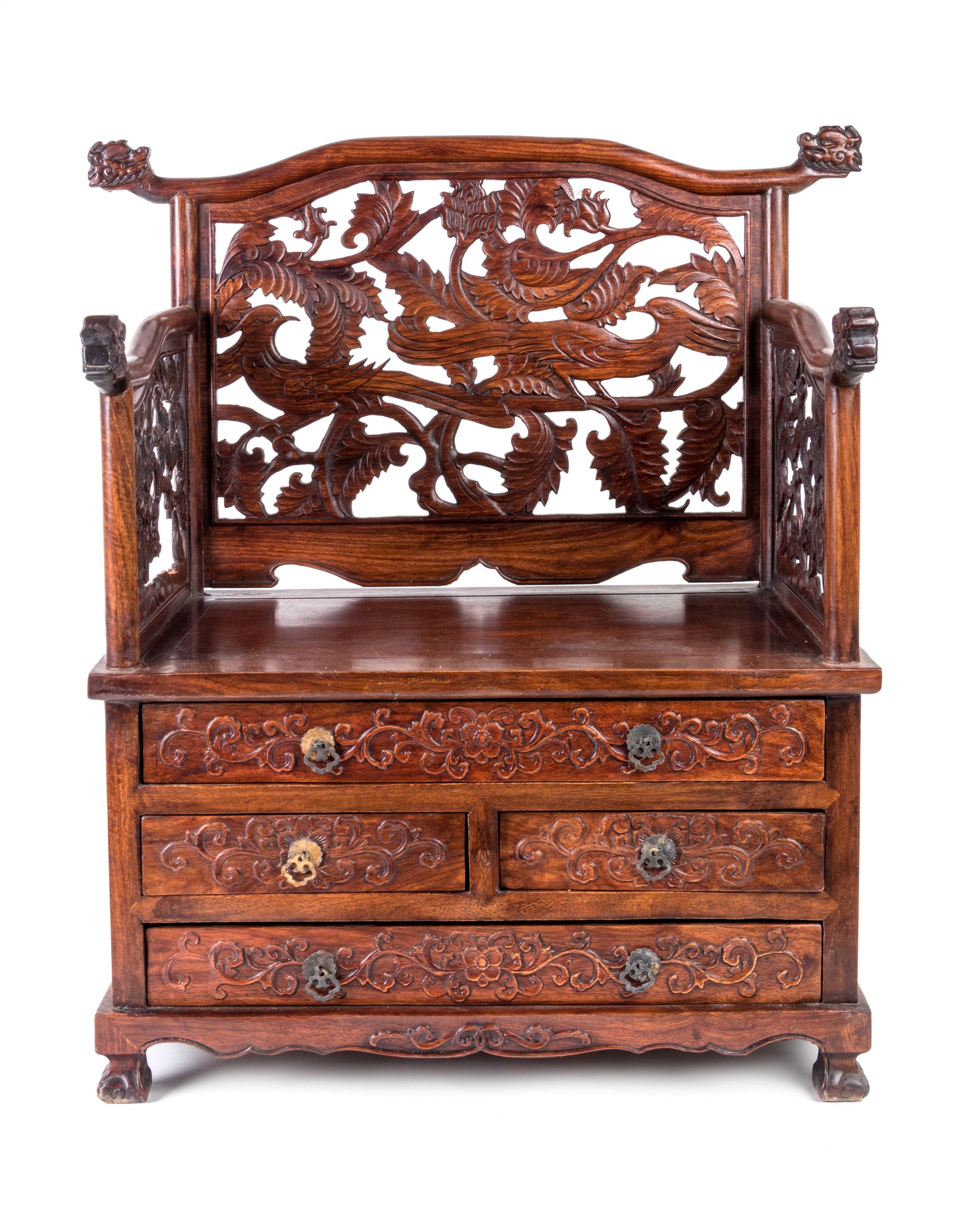 A Chinese Hardwood Mirror Stand Height 19 inches. — 20TH CENTURY