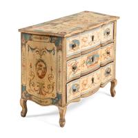 A Pair of Italian Neoclassical Painted Serpentine Chests of Drawers