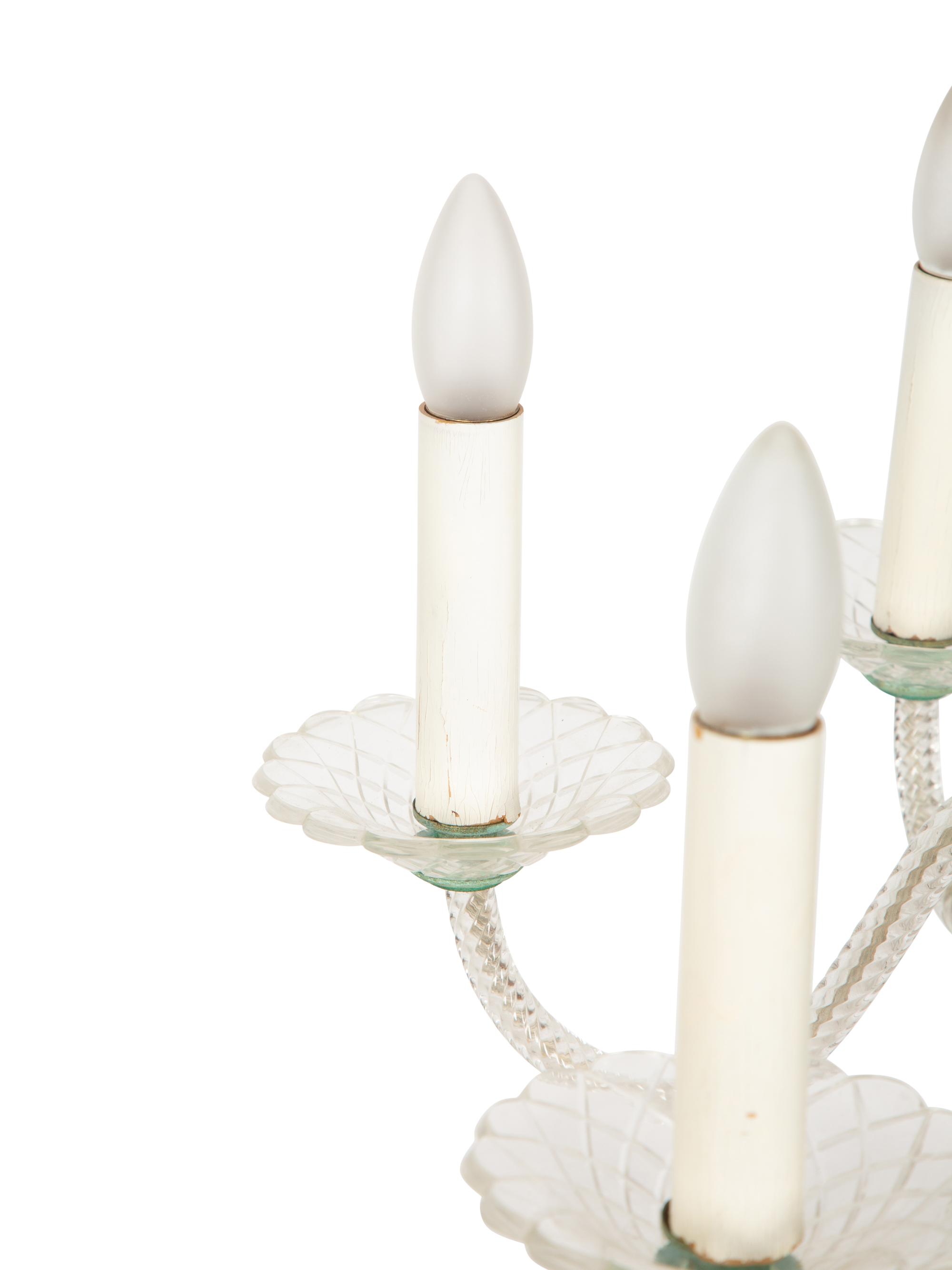 A Venetian Style Glass Six-Light Chandelier