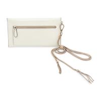 PRADA, WHITE LEATHER WRISTLET CLUTCH