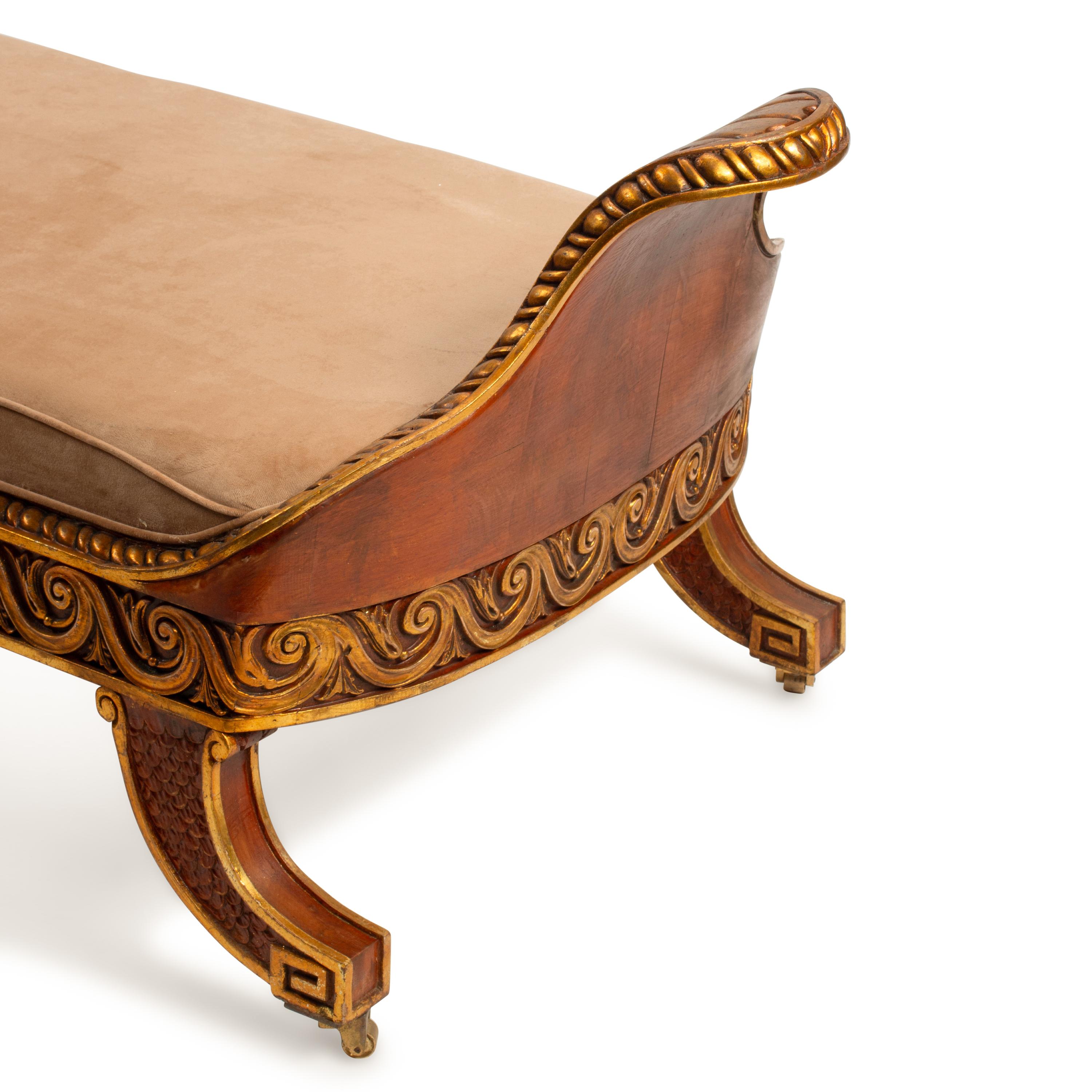 An Austrian Neoclassical Style Painted and Parcel Gilt Chaise Longue