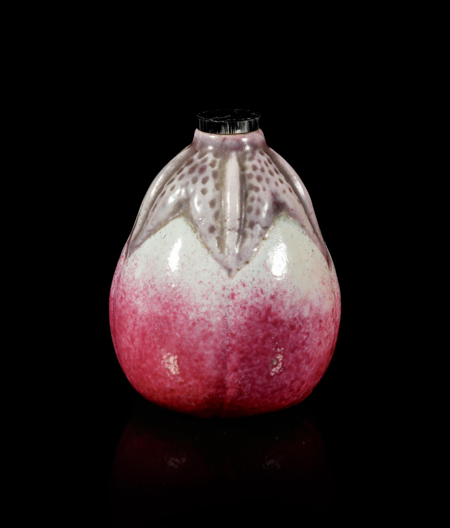 A Chinese Red Glazed Porcelain Egg Plant-Form Snuff Bottle