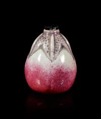 A Chinese Red Glazed Porcelain Egg Plant-Form Snuff Bottle