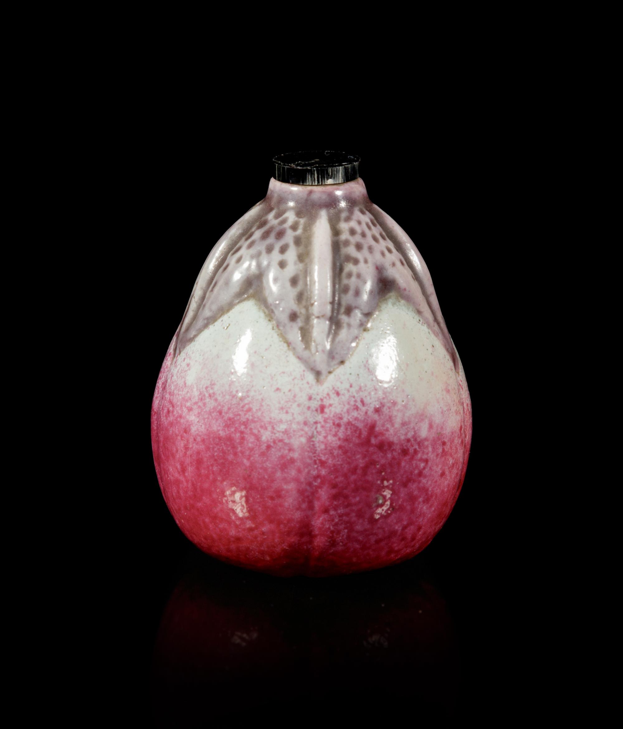 A Chinese Red Glazed Porcelain Egg Plant-Form Snuff Bottle