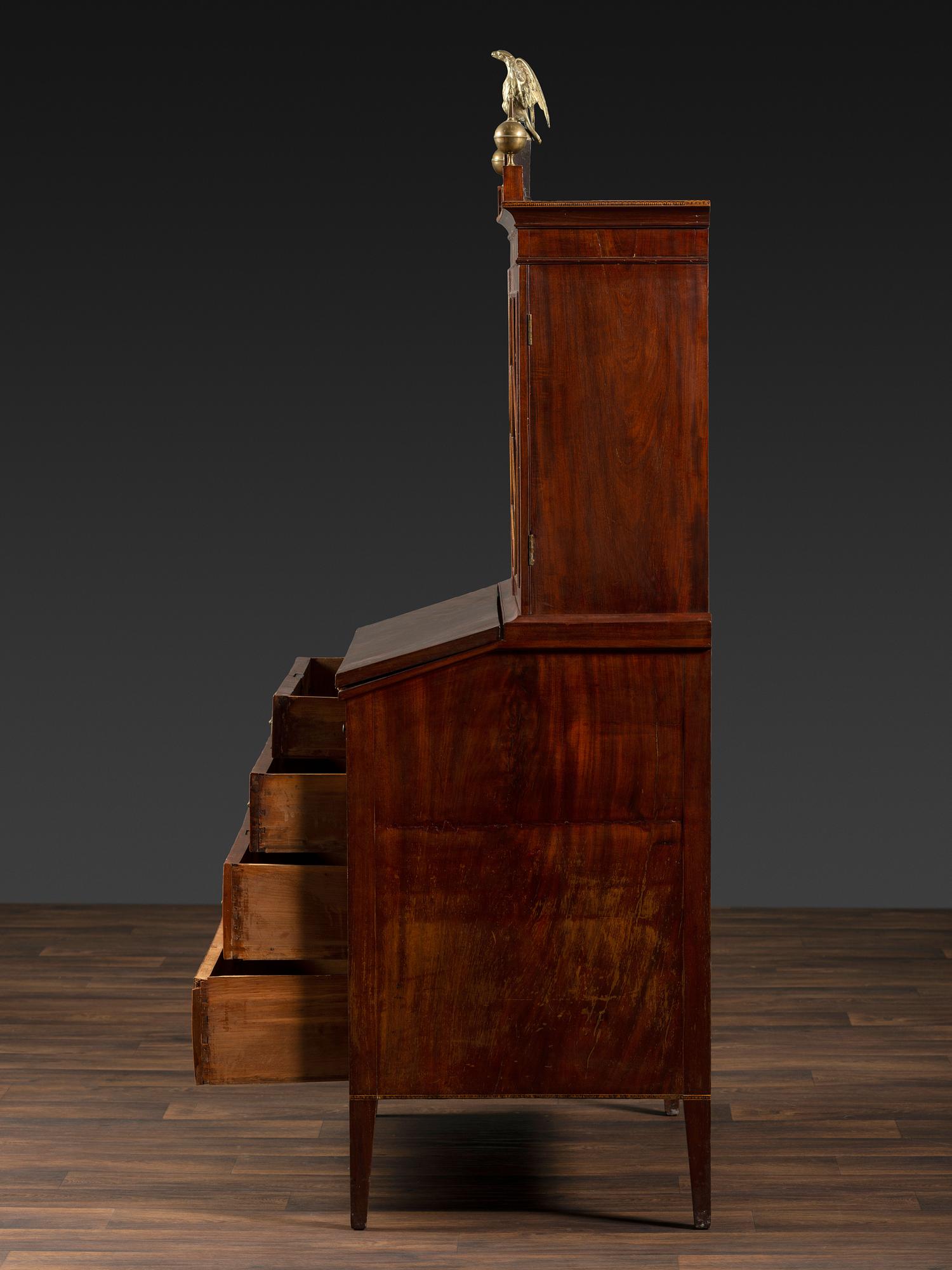 A Federal Inlaid Mahogany Secretary Bookcase