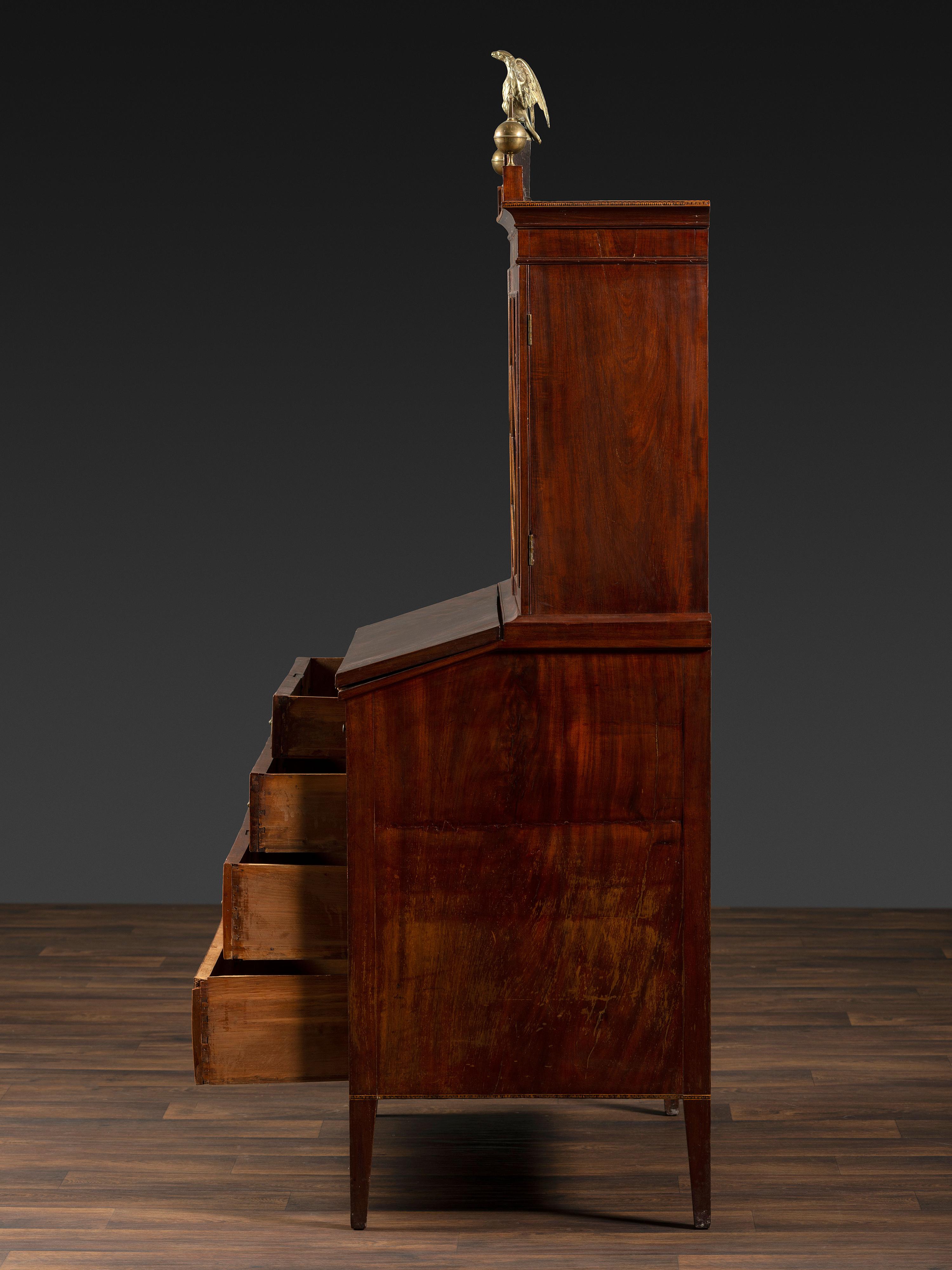 A Federal Inlaid Mahogany Secretary Bookcase