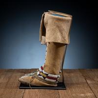 Cheyenne Toddler's Beaded Deer Hide Hightop Moccasins