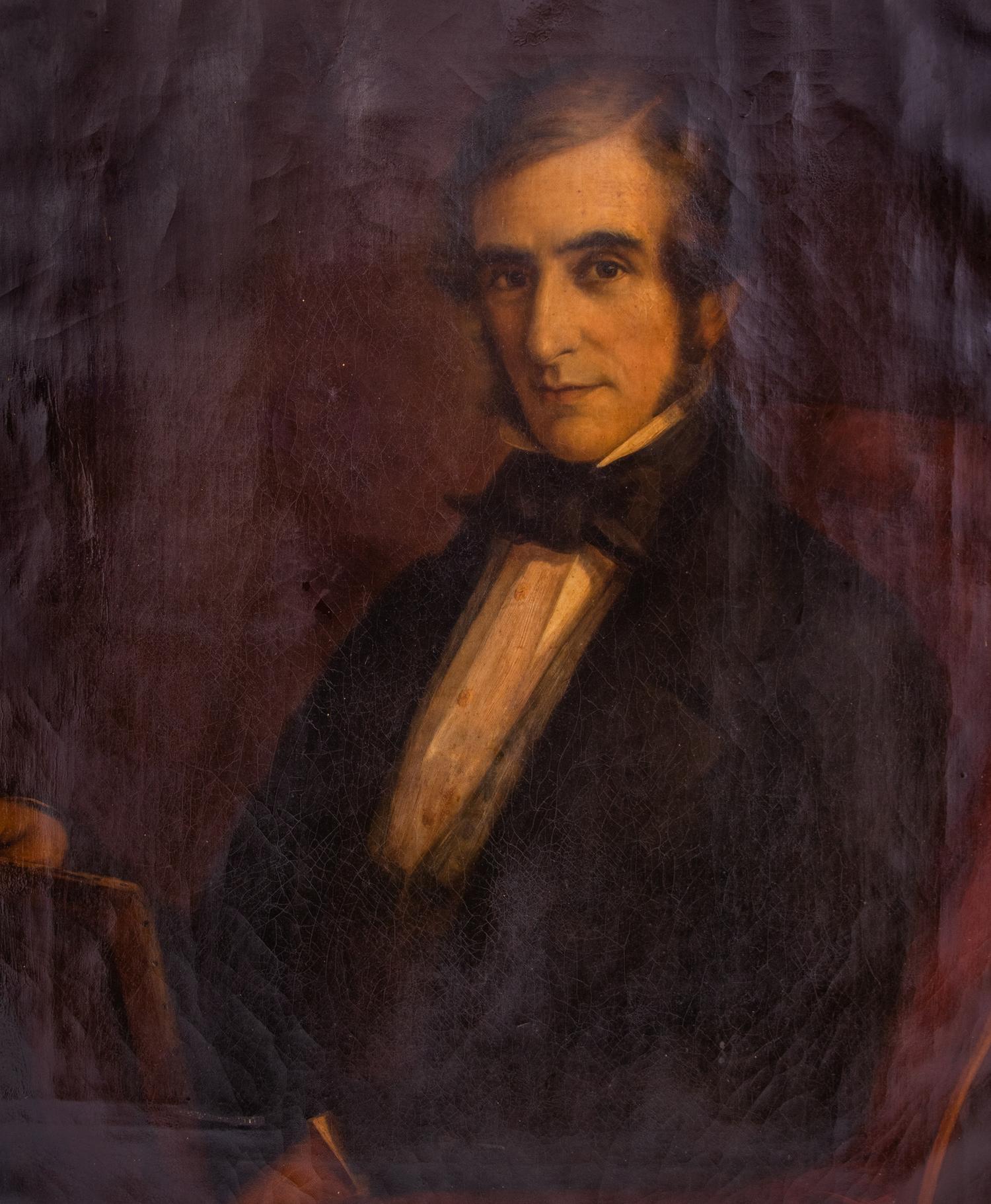 British School, Late 19th/Early 20th Century Untitled (Portrait of an Artist) oil on canvas 30 x 25 inches.