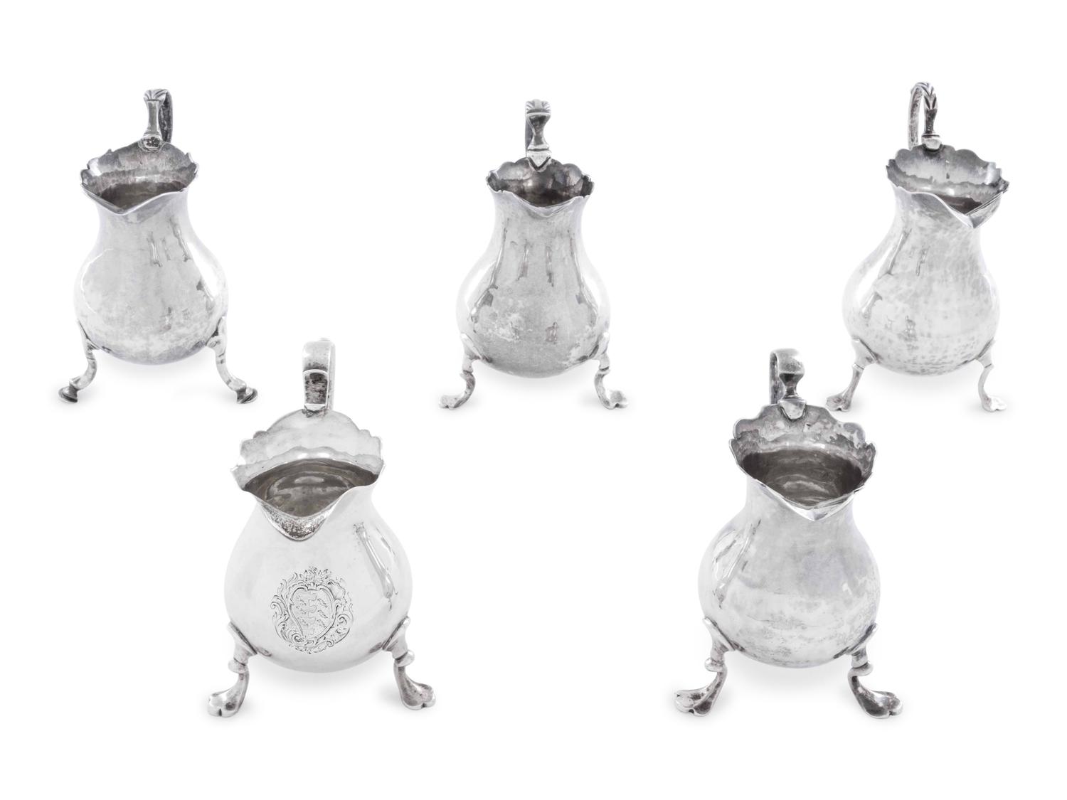 Five George III Silver Creamers